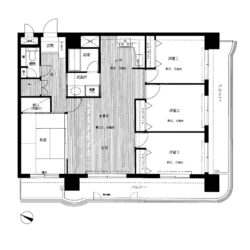 南西角部屋・2面バルコニー間取